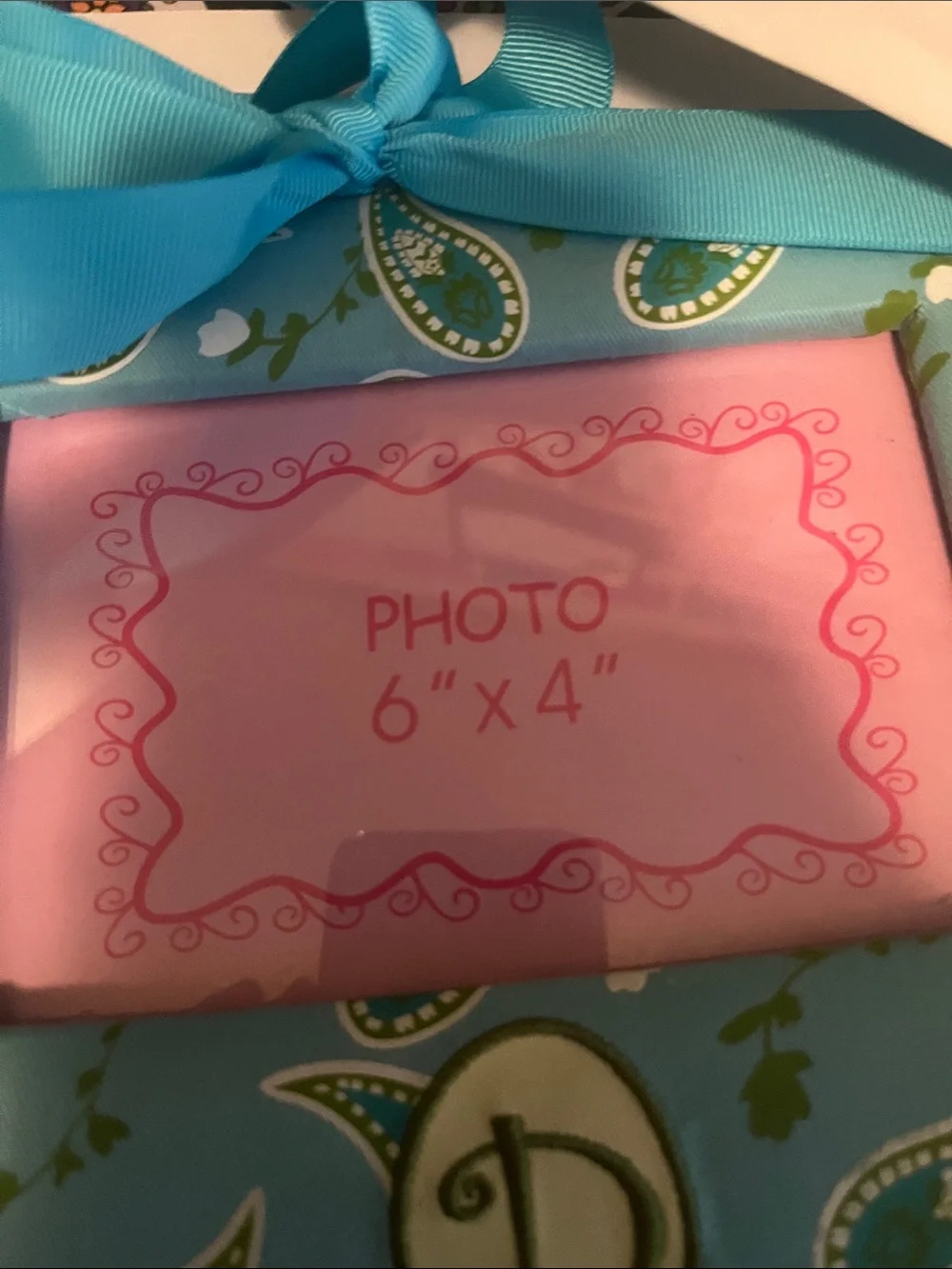 Decorative Turquoise Paisley Ribbon Picture Frame by